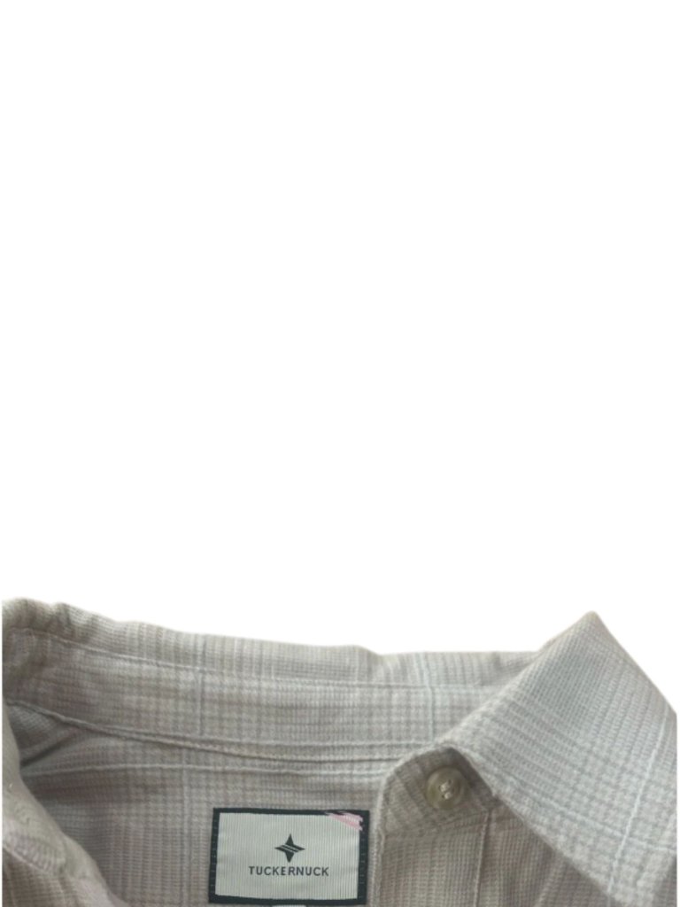 Tuckernuck Mary Tyler Wine Tasting Tan & White Plaid Cotton Belted Shirt Dress M — image 4 of 5